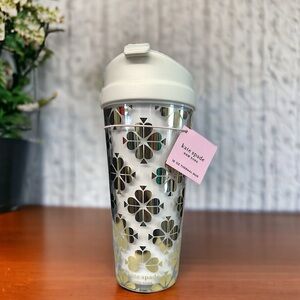 Kate Spade clear tumbler travel cup NEW WITH TAGS